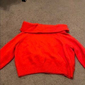 Off shoulder red sweater